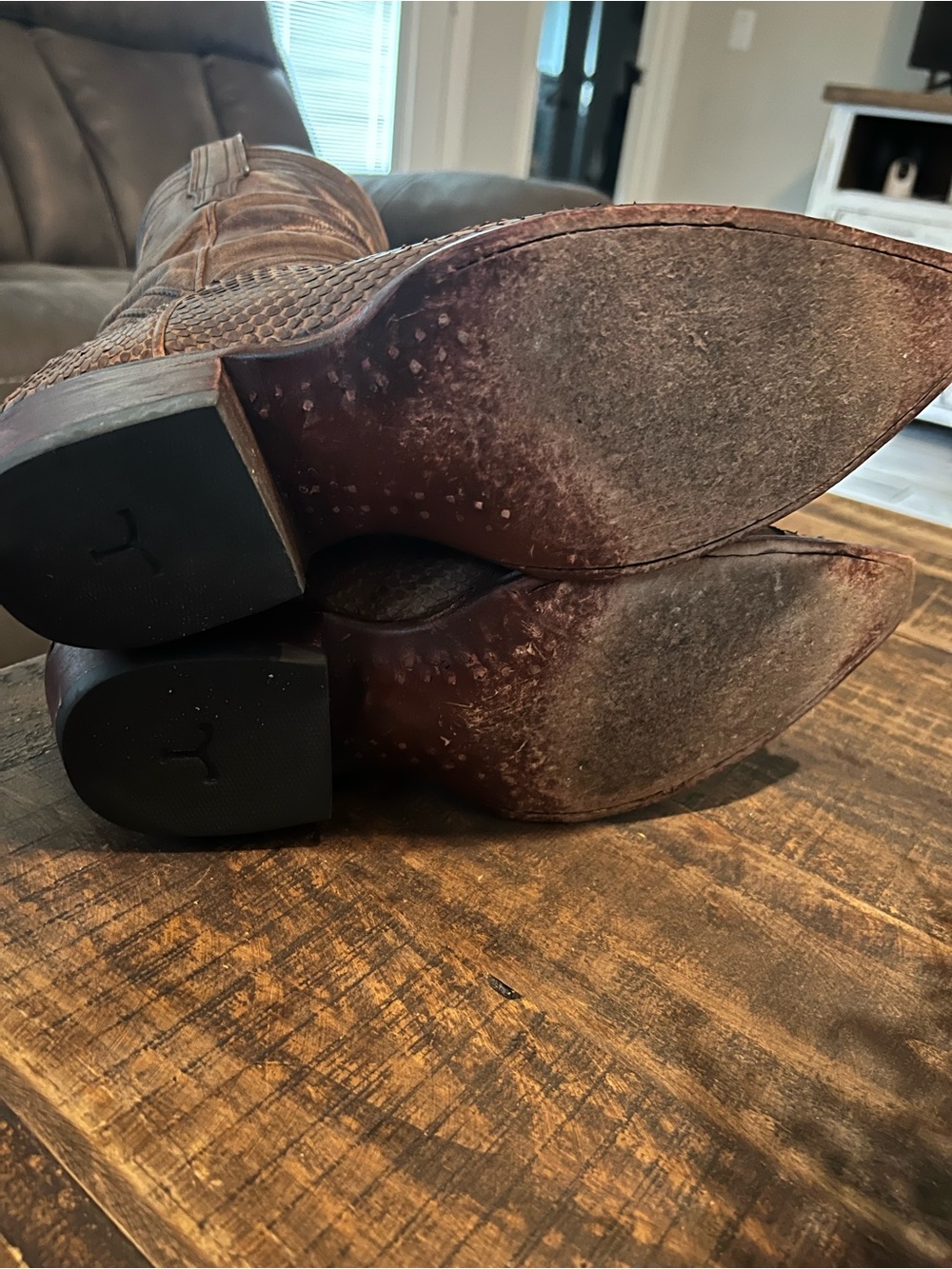 Tecovas Brown Exotic Python Leather Cowboy Boots Limited Edition.NO ORIGINAL BOX - Picture 2 of 4